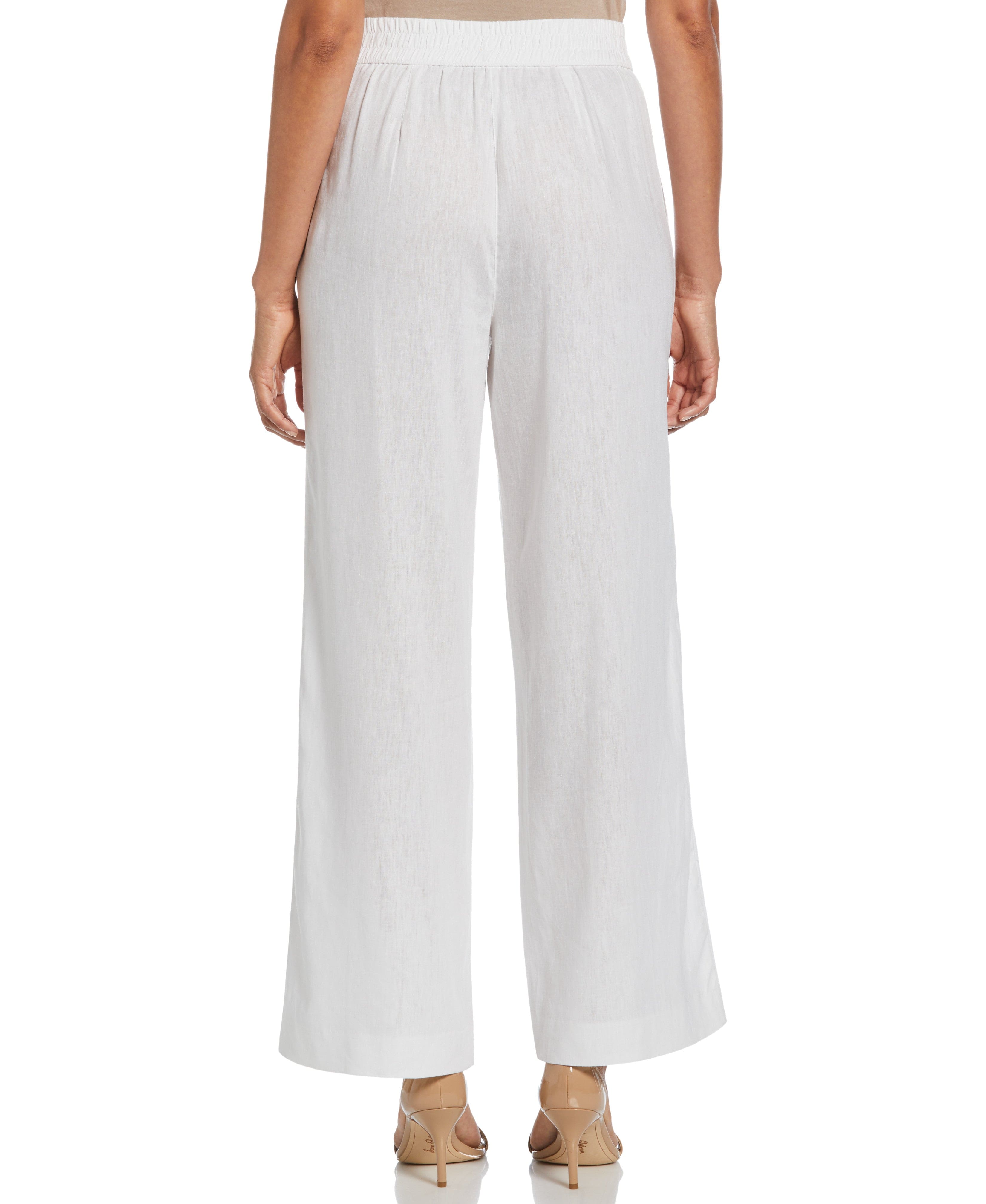 Women's Linen Blend Wide Leg Flat Front Pant
