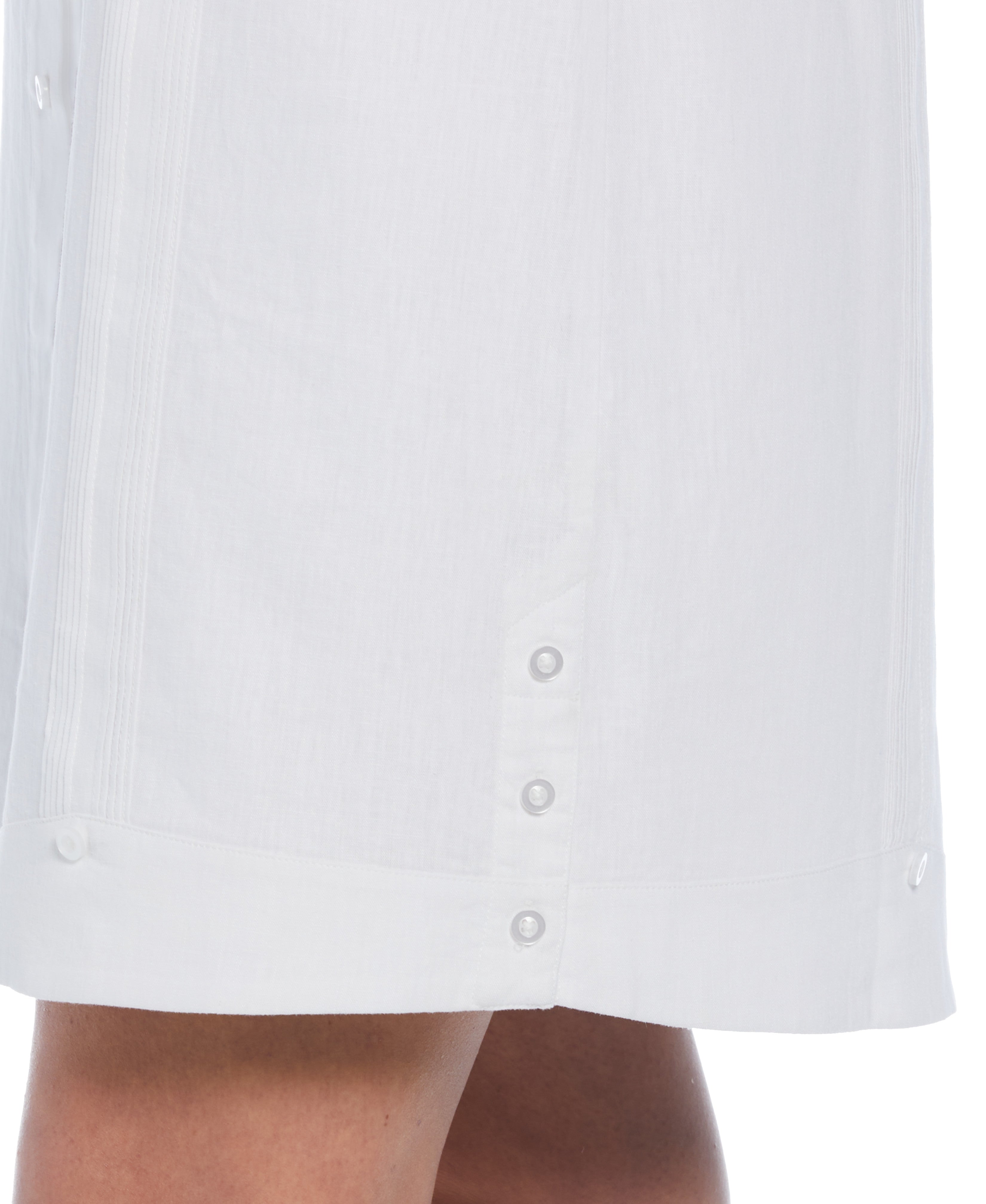 Women's Solid Two-Pocket Linen Blend Guayabera Dress